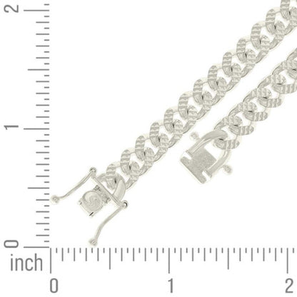 925 Silver Solid Miami Cuban Pyramid Chain Silver 7mm
