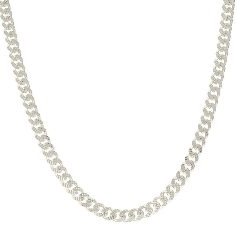 925 Silver Solid Miami Cuban Pyramid Chain Silver 7mm