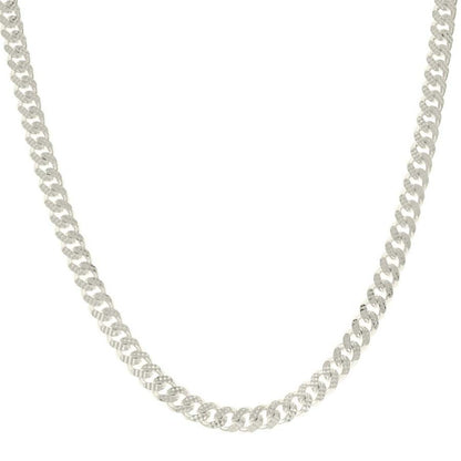 925 Silver Solid Miami Cuban Pyramid Chain Silver 7mm