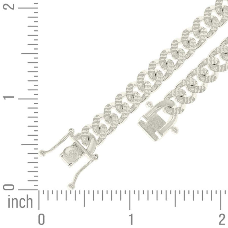 925 Silver Solid Miami Cuban Pyramid Chain Silver 7mm