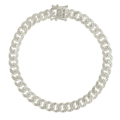 925 Silver Solid Miami Cuban Pyramid Chain Silver 7mm
