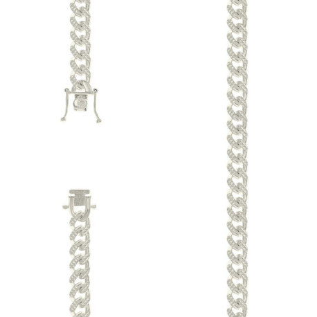 925 Silver Solid Miami Cuban Pyramid Chain Silver 8.4mm