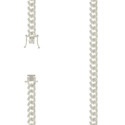 925 Silver Solid Miami Cuban Pyramid Chain Silver 8.4mm