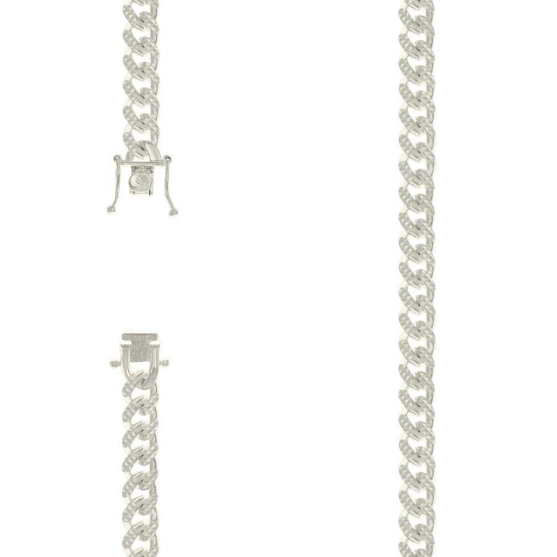 925 Silver Solid Miami Cuban Pyramid Chain Silver 8.4mm