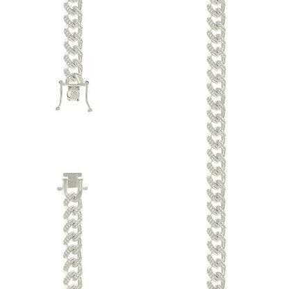 925 Silver Solid Miami Cuban Pyramid Chain Silver 8.4mm