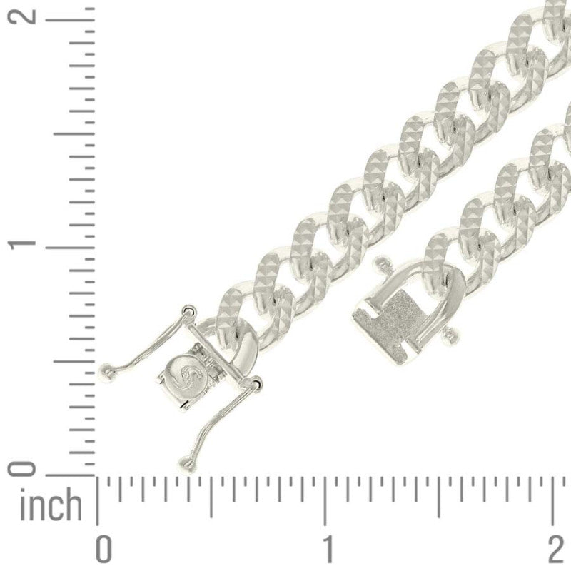 925 Silver Solid Miami Cuban Pyramid Chain Silver 8.4mm