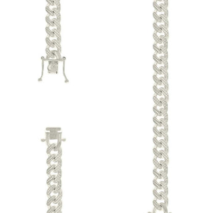 925 Silver Solid Miami Cuban Pyramid Chain Silver 9.8mm
