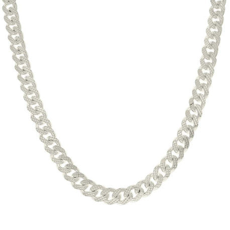 925 Silver Solid Miami Cuban Pyramid Chain Silver 9.8mm