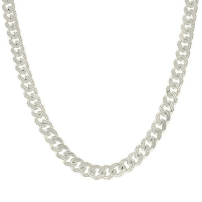 925 Silver Solid Miami Cuban Pyramid Chain Silver 9.8mm