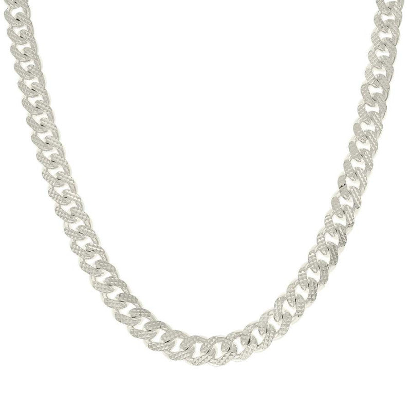 925 Silver Solid Miami Cuban Pyramid Chain Silver 9.8mm