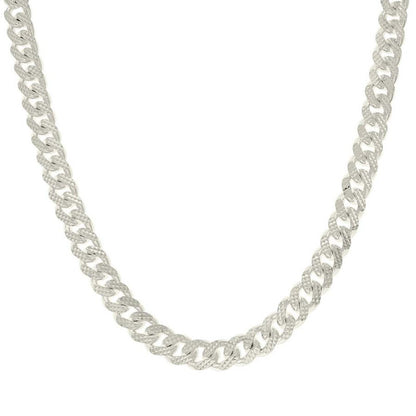 925 Silver Solid Miami Cuban Pyramid Chain Silver 9.8mm