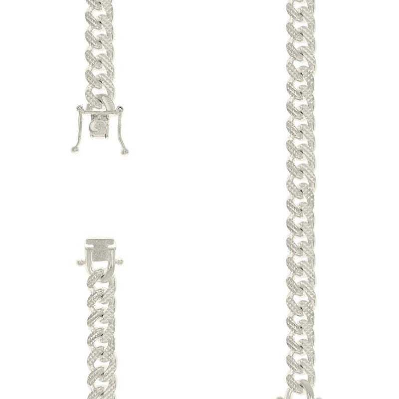 925 Silver Solid Miami Cuban Pyramid Chain Silver 9.8mm