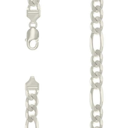 925 Silver Solid Pave Classic Figaro 11.0mm