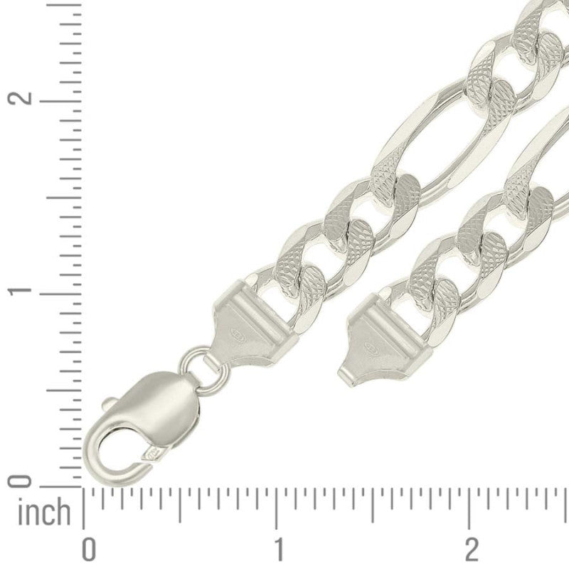 925 Silver Solid Pave Classic Figaro 11.0mm