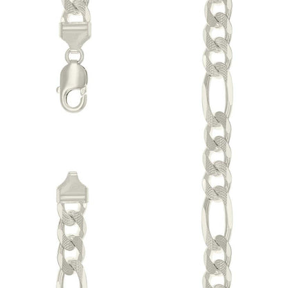925 Silver Solid Pave Classic Figaro 11.0mm