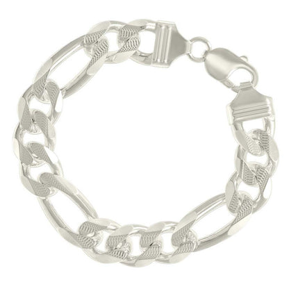 925 Silver Solid Pave Classic Figaro 13.0mm