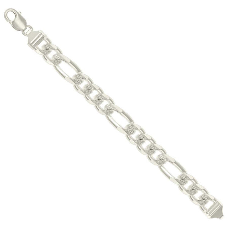 925 Silver Solid Pave Classic Figaro 13.0mm