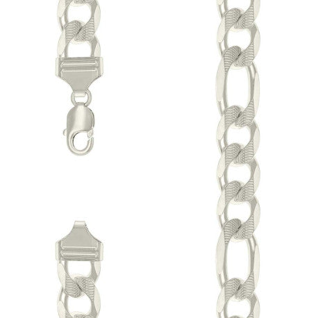 925 Silver Solid Pave Classic Figaro 14.0mm