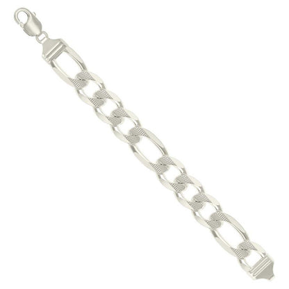 925 Silver Solid Pave Classic Figaro 14.0mm