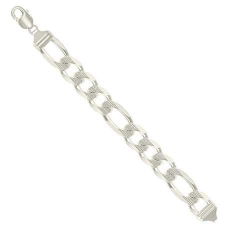 925 Silver Solid Pave Classic Figaro 14.0mm