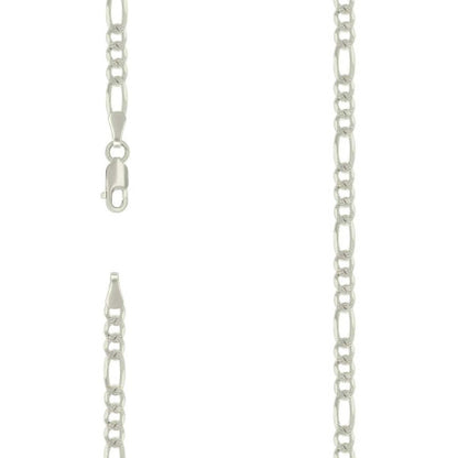 925 Silver Solid Pave Classic Figaro 4.0mm