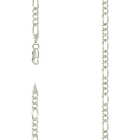 925 Silver Solid Pave Classic Figaro 4.0mm