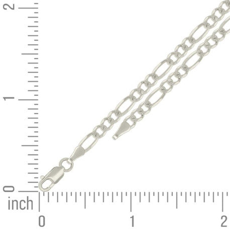 925 Silver Solid Pave Classic Figaro 4.0mm