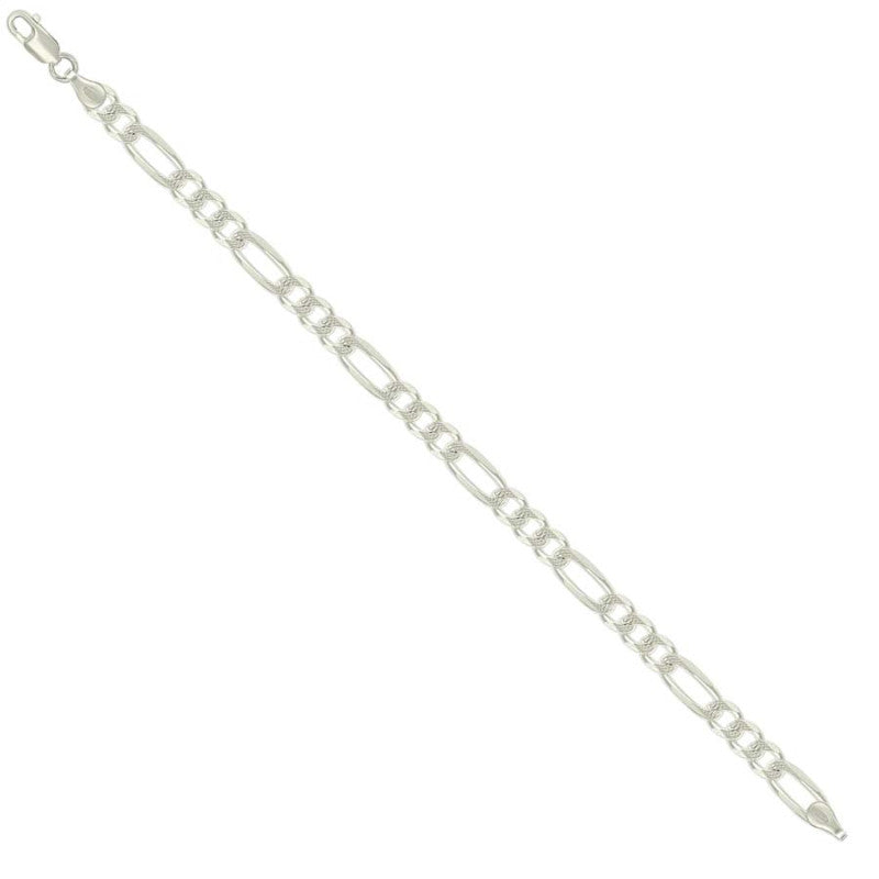 925 Silver Solid Pave Classic Figaro 6.0mm