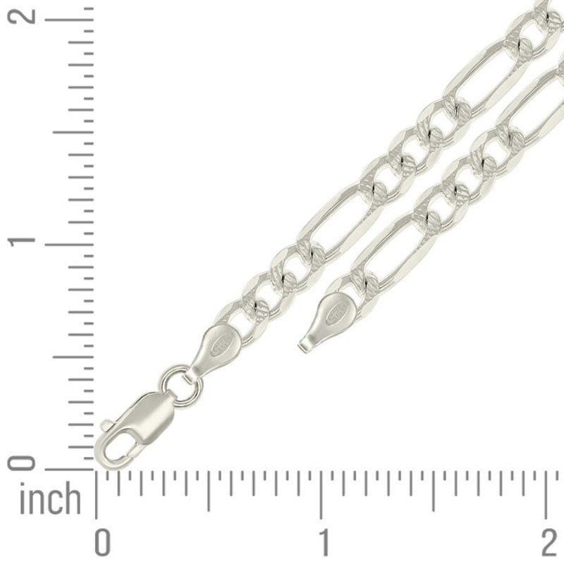 925 Silver Solid Pave Classic Figaro 6.0mm