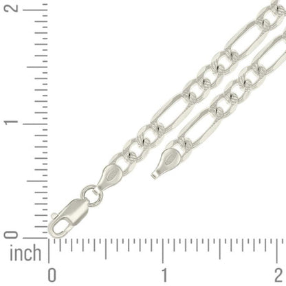 925 Silver Solid Pave Classic Figaro 6.0mm