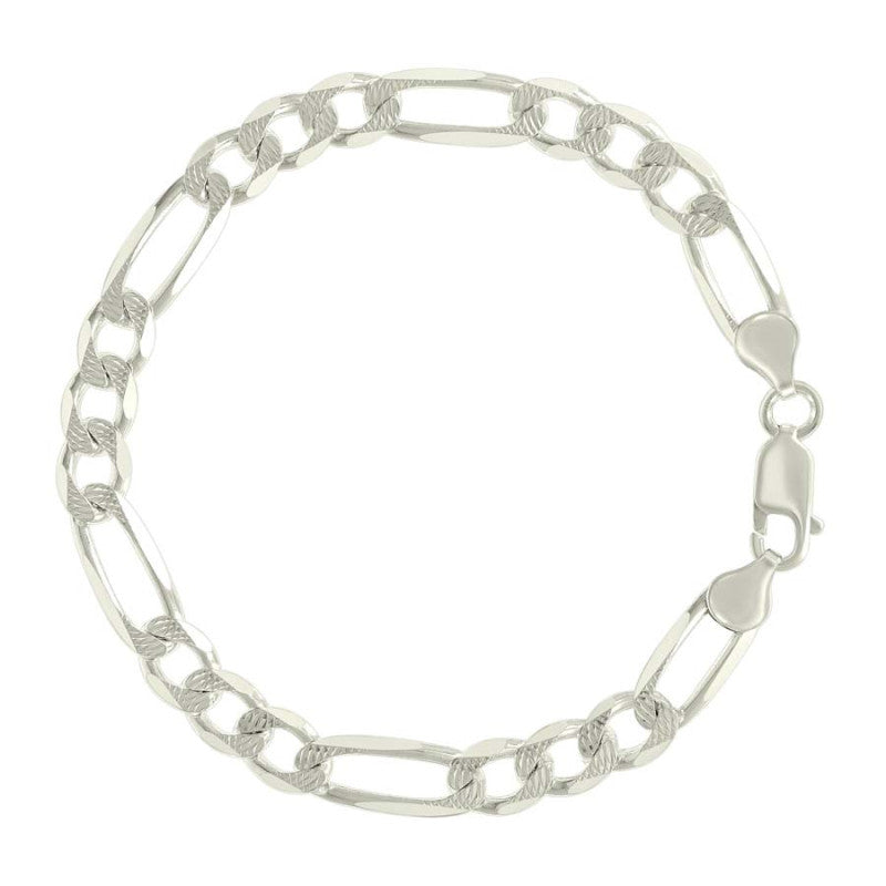 925 Silver Solid Pave Classic Figaro 7.0mm