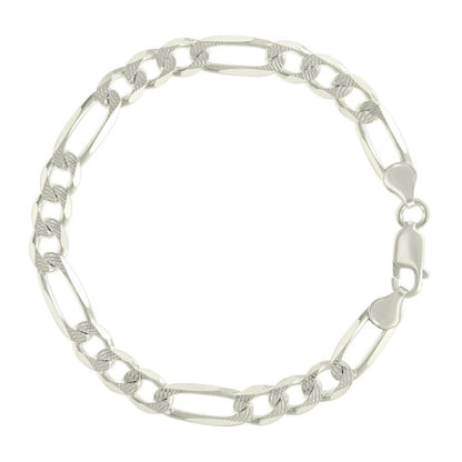 925 Silver Solid Pave Classic Figaro 7.0mm