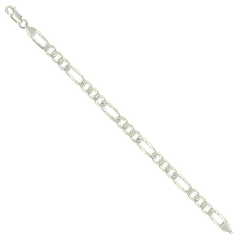 925 Silver Solid Pave Classic Figaro 7.0mm