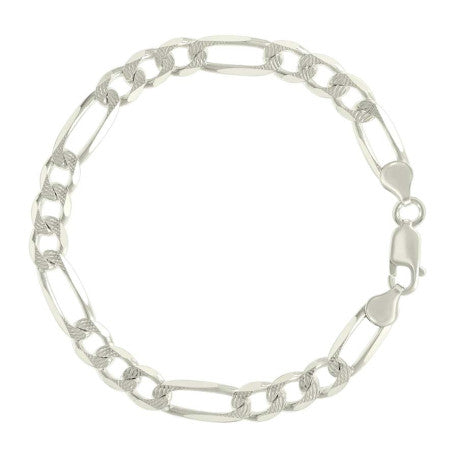 925 Silver Solid Pave Classic Figaro 7.0mm