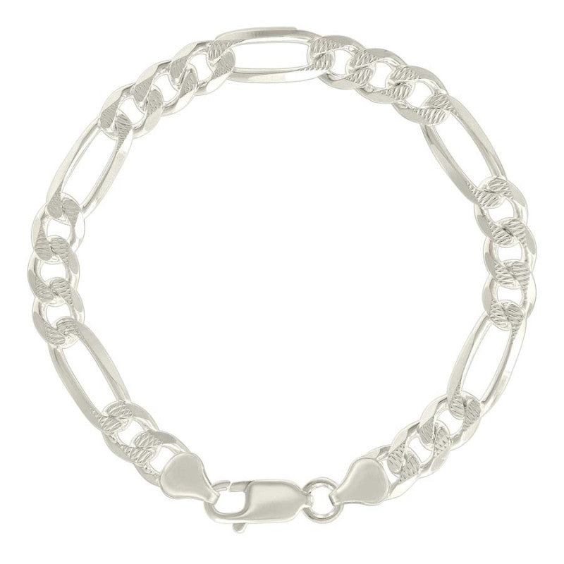 925 Silver Solid Pave Classic Figaro 8.0mm