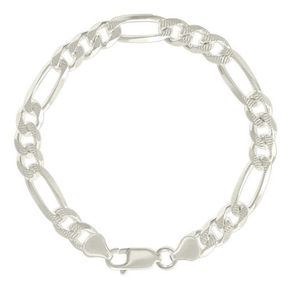 925 Silver Solid Pave Classic Figaro 8.0mm