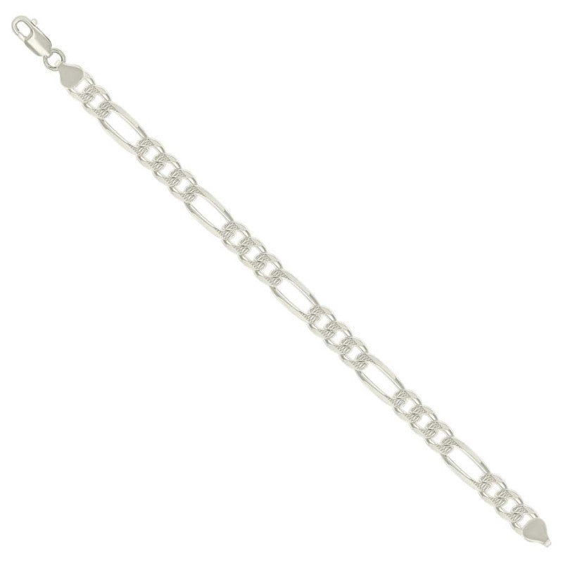 925 Silver Solid Pave Classic Figaro 8.0mm
