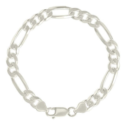 925 Silver Solid Pave Classic Figaro 8.0mm