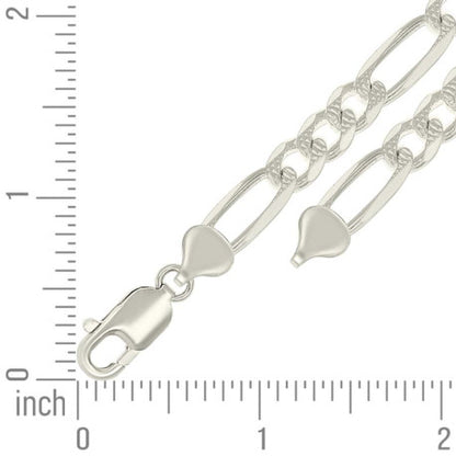 925 Silver Solid Pave Classic Figaro 8.0mm