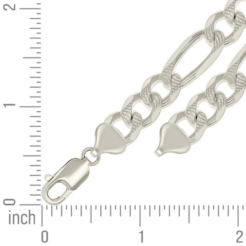 925 Silver Solid Pave Classic Figaro 9.5mm