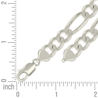925 Silver Solid Pave Classic Figaro 9.5mm
