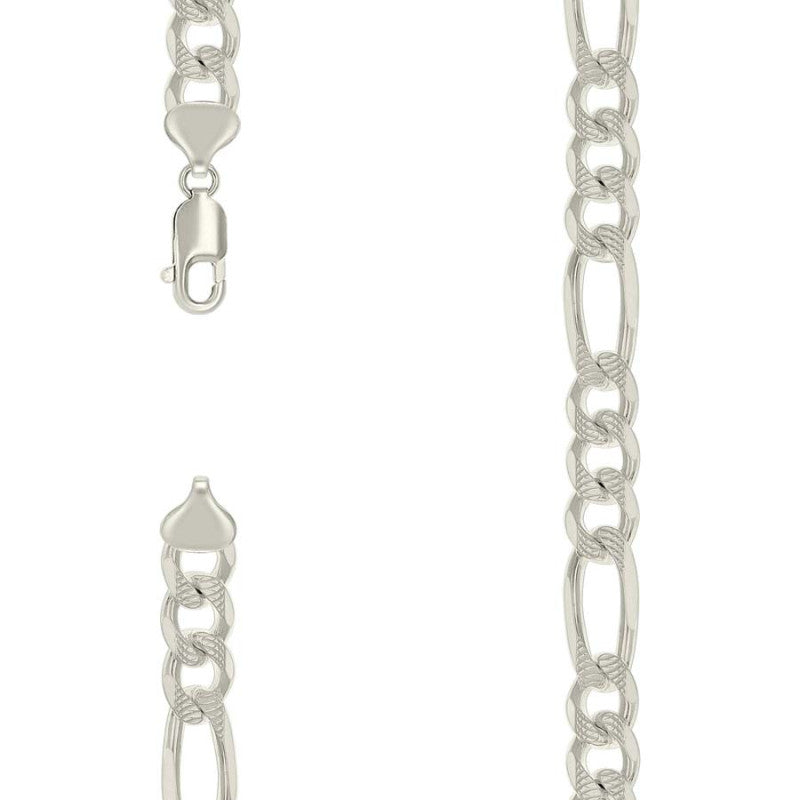 925 Silver Solid Pave Classic Figaro 9.5mm