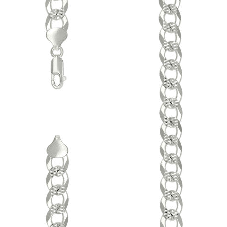 925 Silver Solid Pave Super Flat Cuban Chain 10.8M