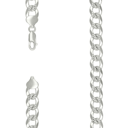 925 Silver Solid Pave Super Flat Cuban Chain 10.8M
