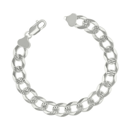 925 Silver Solid Pave Super Flat Cuban Chain 10.8M