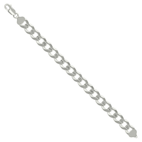 925 Silver Solid Pave Super Flat Cuban Chain 10.8M