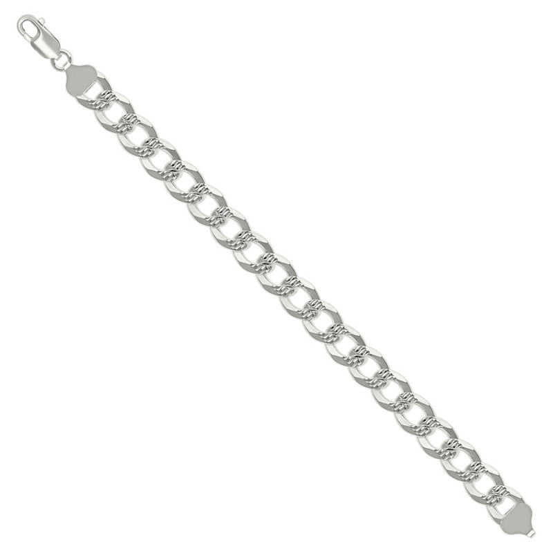 925 Silver Solid Pave Super Flat Cuban Chain 10.8M