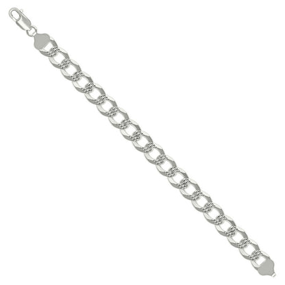 925 Silver Solid Pave Super Flat Cuban Chain 10.8M