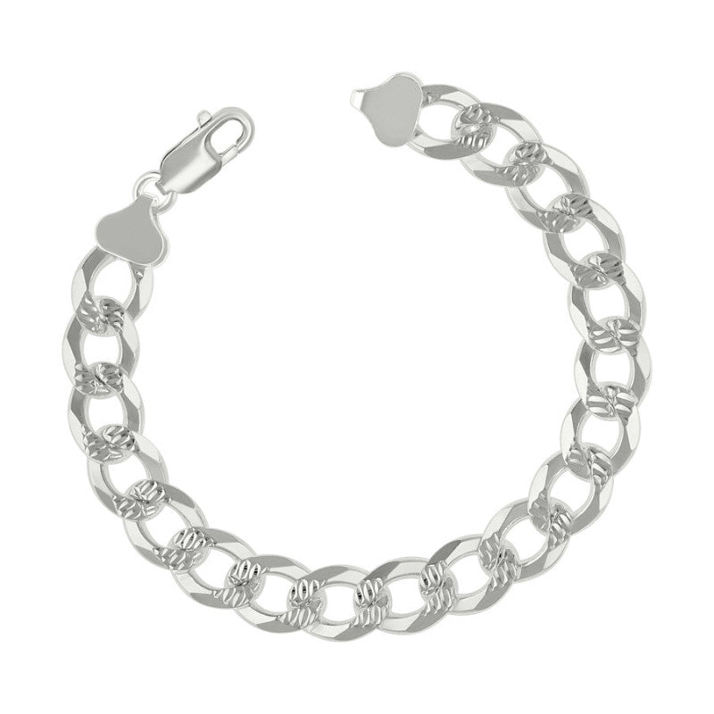 925 Silver Solid Pave Super Flat Cuban Chain 10.8M