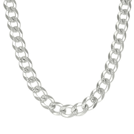 925 Silver Solid Pave Super Flat Cuban Chain 10.8M